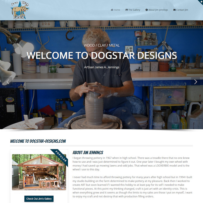 Dogstar Designs offering fine pottery and wood bowls and other hand crafted items.